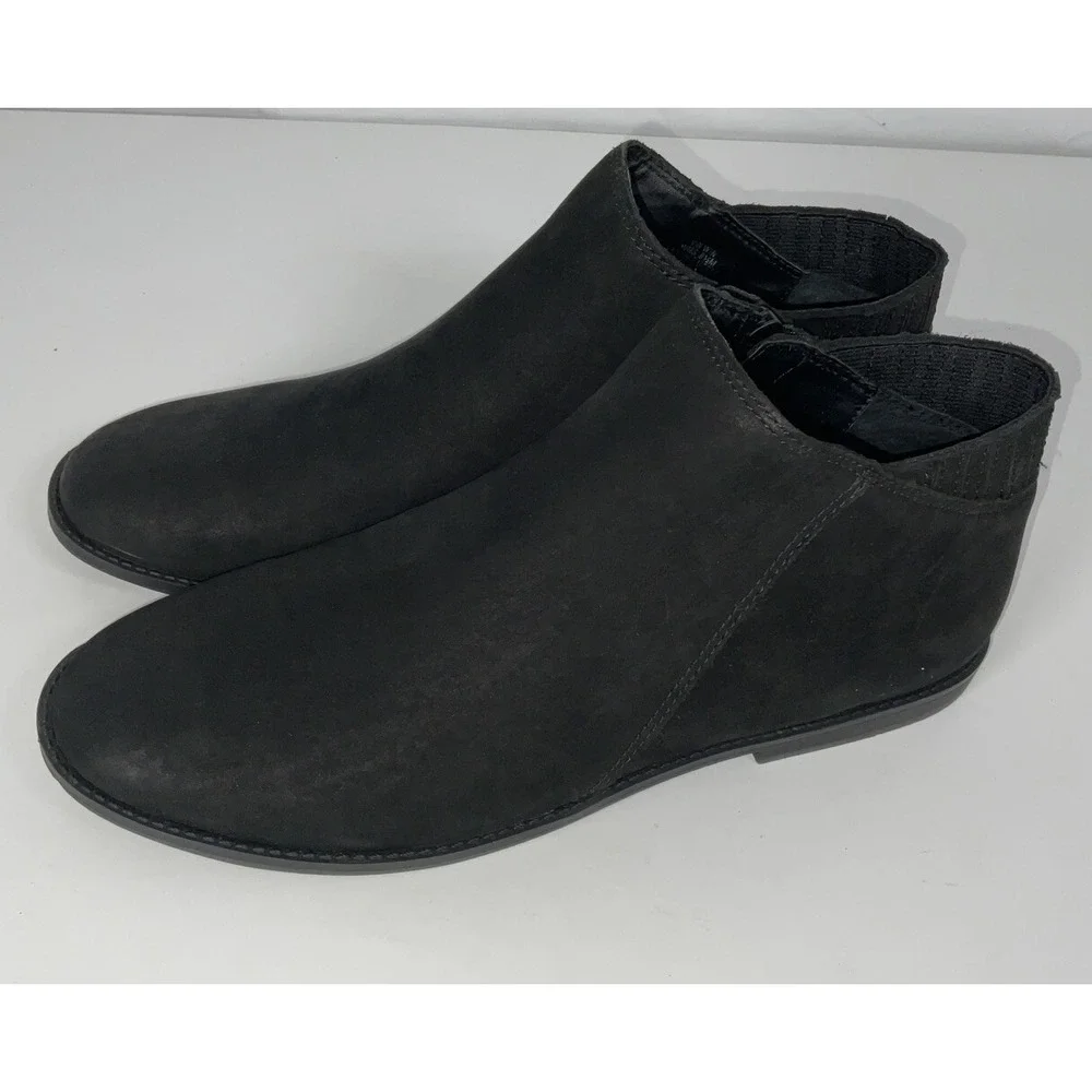 Women's Kenneth Cole Reaction Vin Win Leather Ankle Boot Side Zip Black Size 8.5